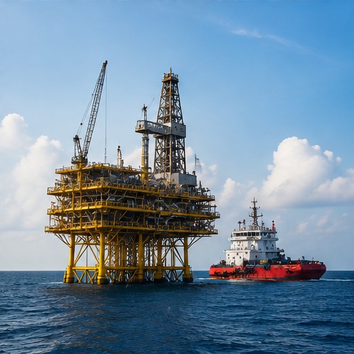 Offshore platform alongside a support vessel